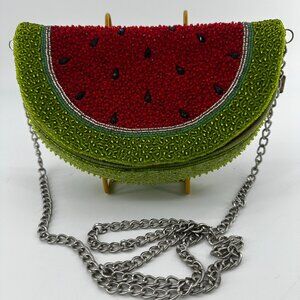 Mary Frances Summer Slice Beaded Watermelon Crossbody Bag